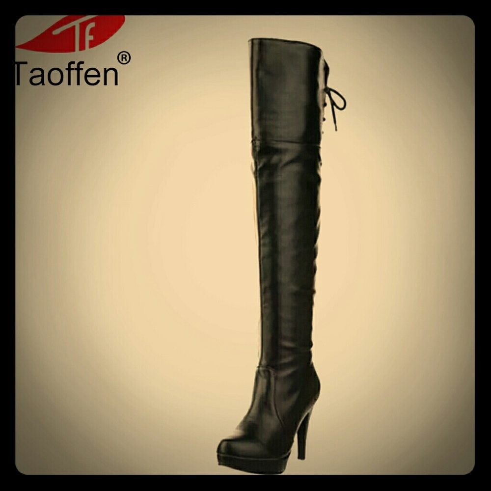 Black Fold Over the Knee Boots